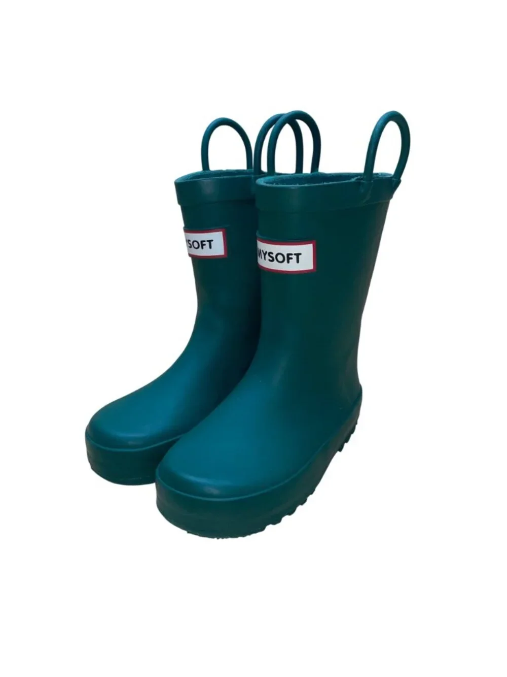 Mysoft Kids Teal Rubber With Handles Waterproof Rain Boots Size 9
